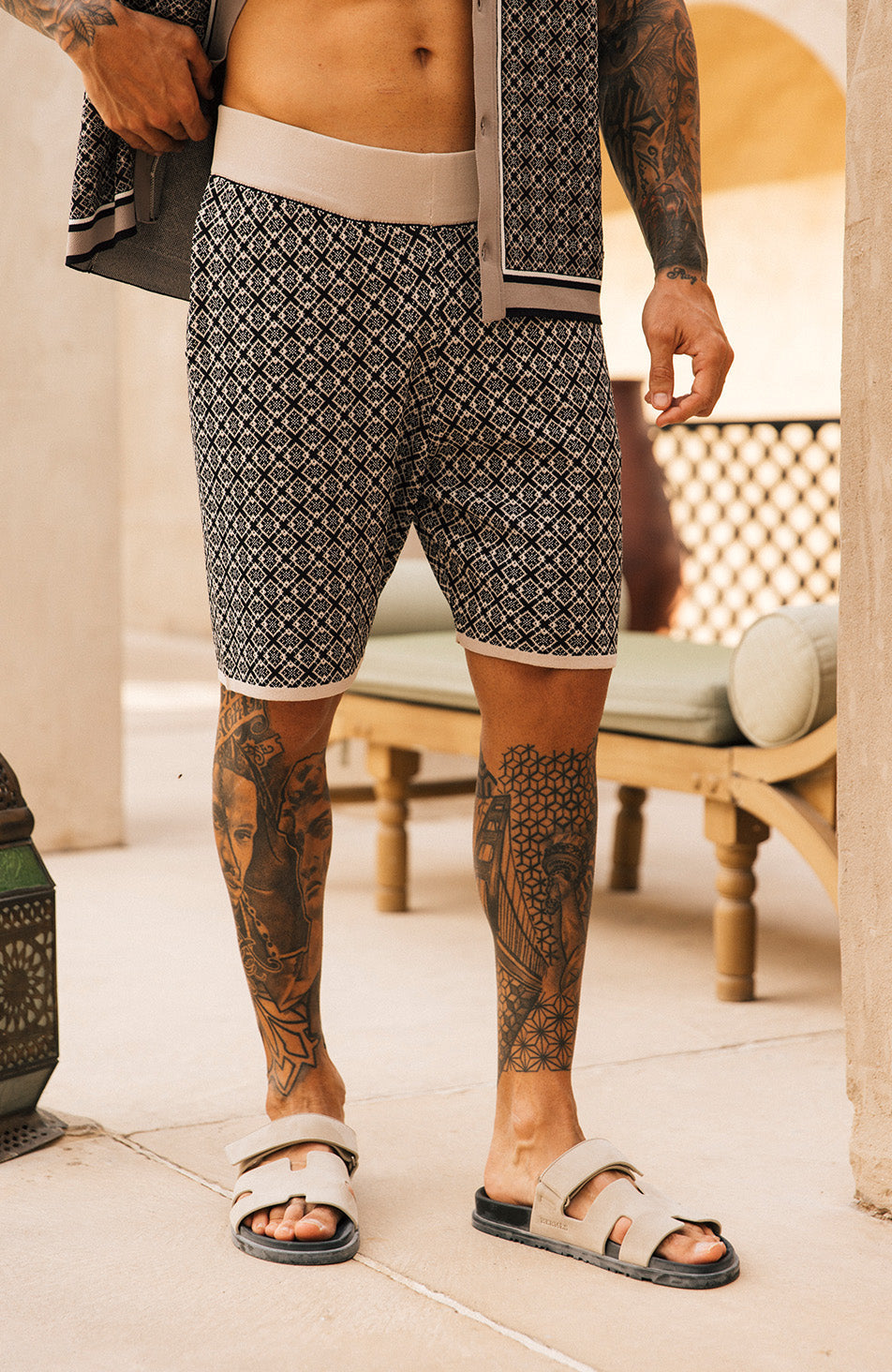 Terazzo Knit Shorts in Taupe