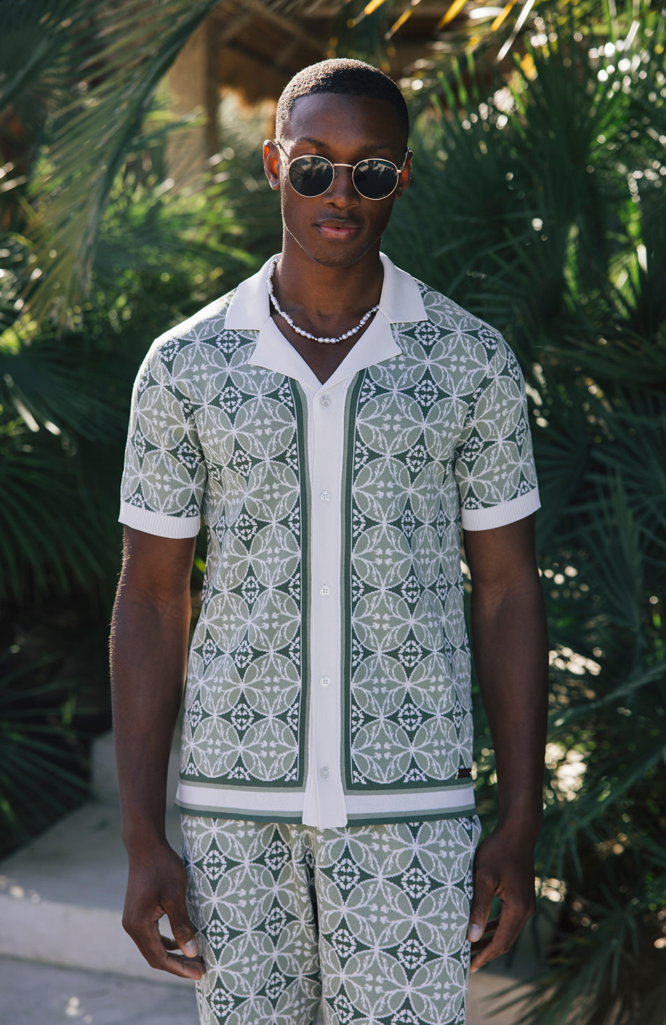 Cabo Slim Knit Shirt in Green