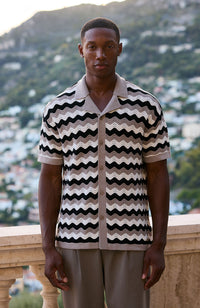 Aruba Textured Relaxed Fit Knitted Shirt in Taupe