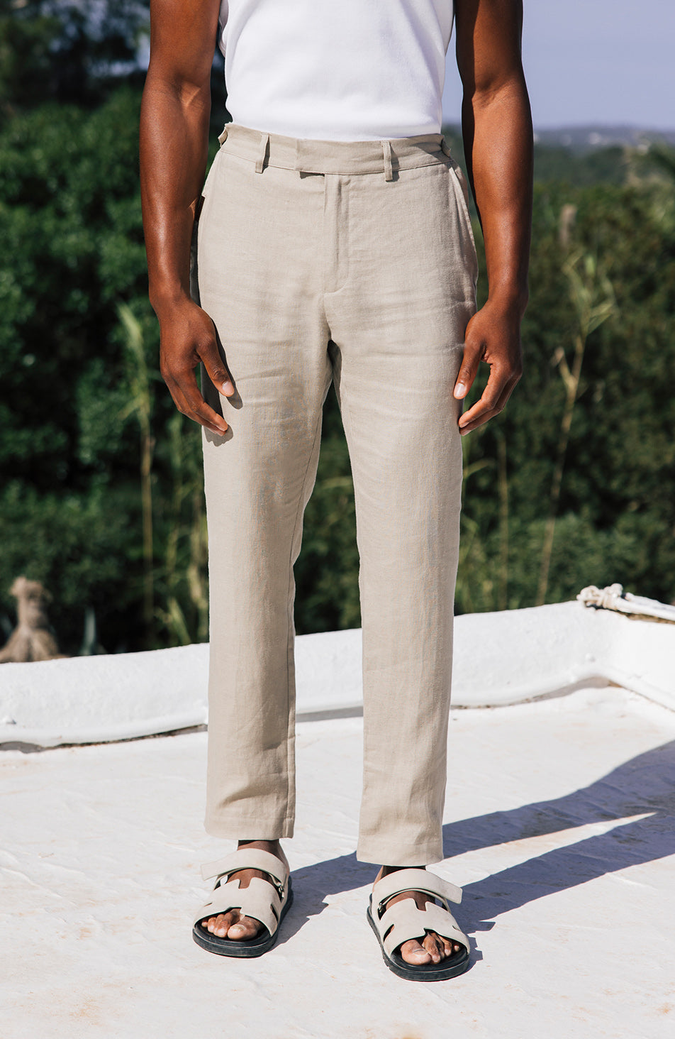 Nammos Pure Linen Tailored Trousers in Beige