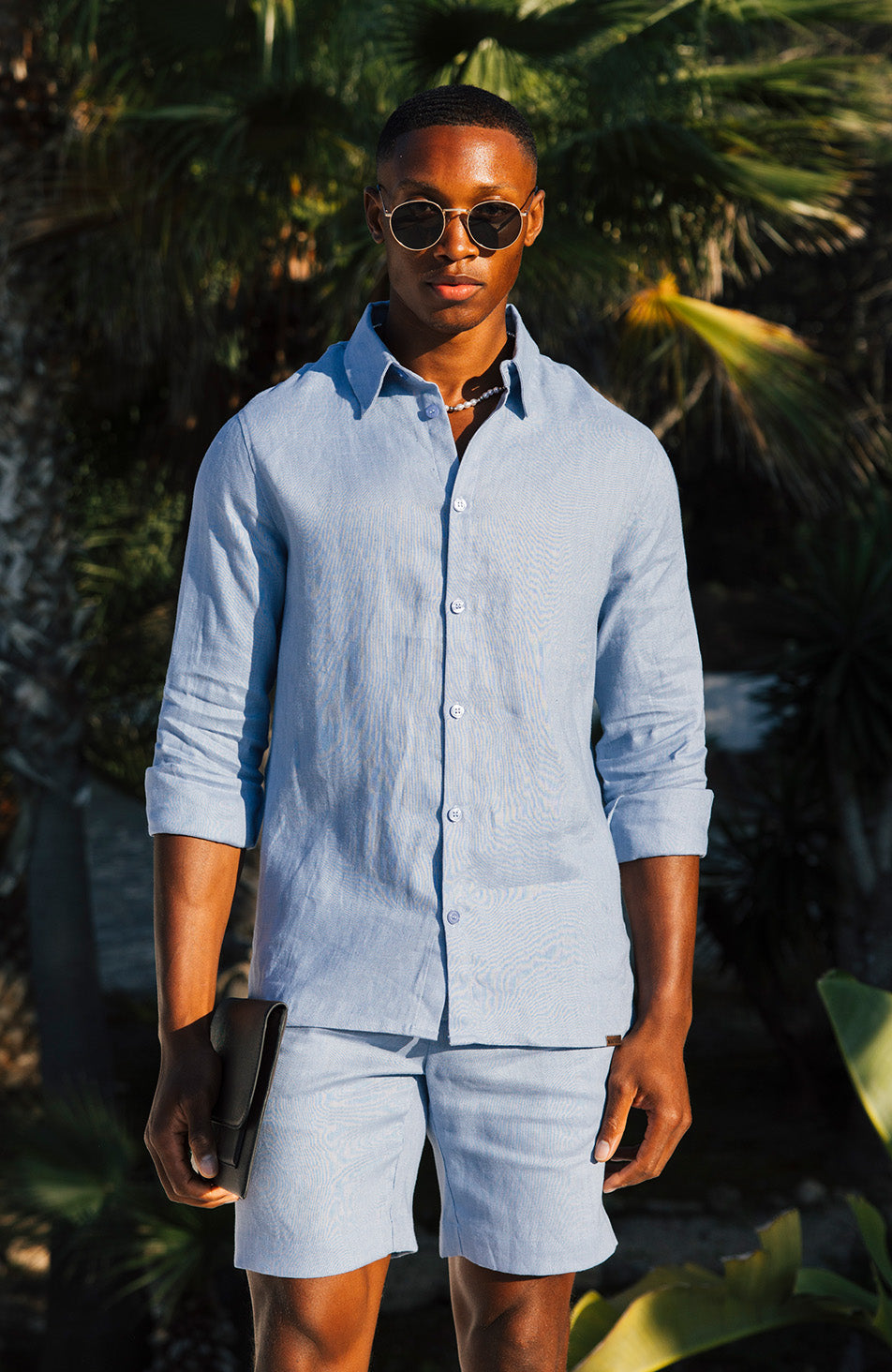 Nammos Pure Linen Tailored Shirt in Blue