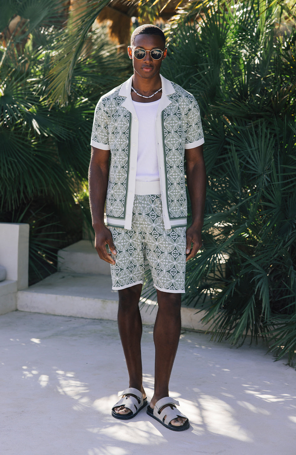 Cabo Slim Knit Shirt in Green