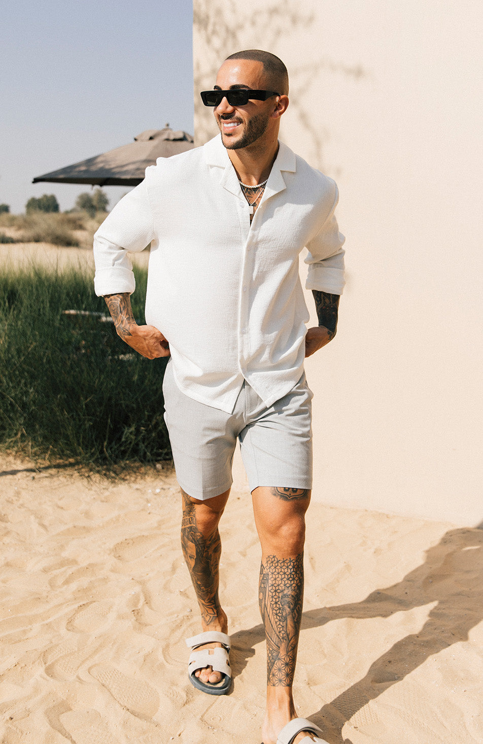 Aster Tailored Stretch Fit Short in Grey