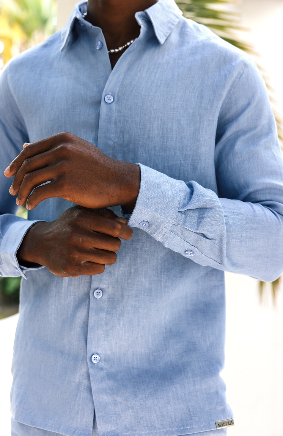 Nammos Pure Linen Tailored Shirt in Blue