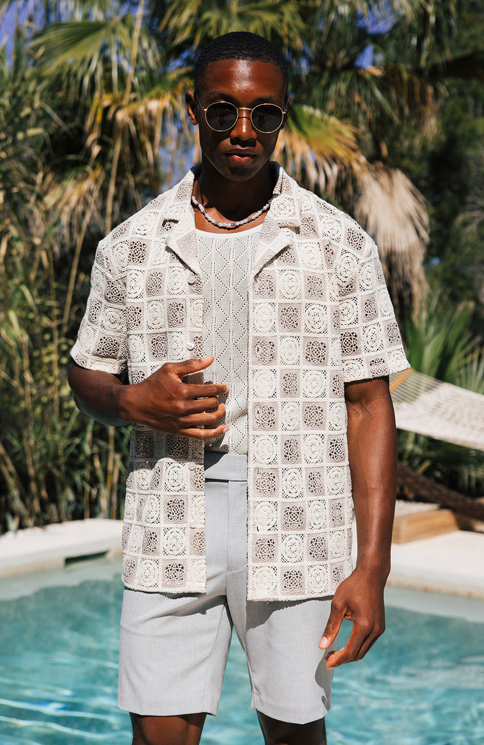 Zamas Pointelle Vest in Beige