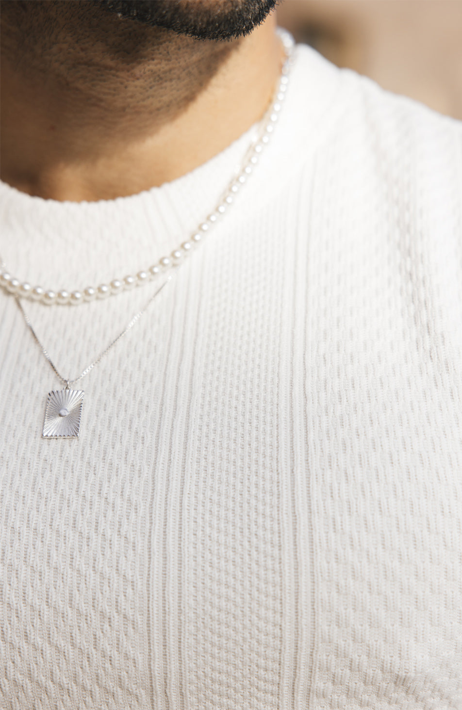 Cedro Slim Textured Tee in White