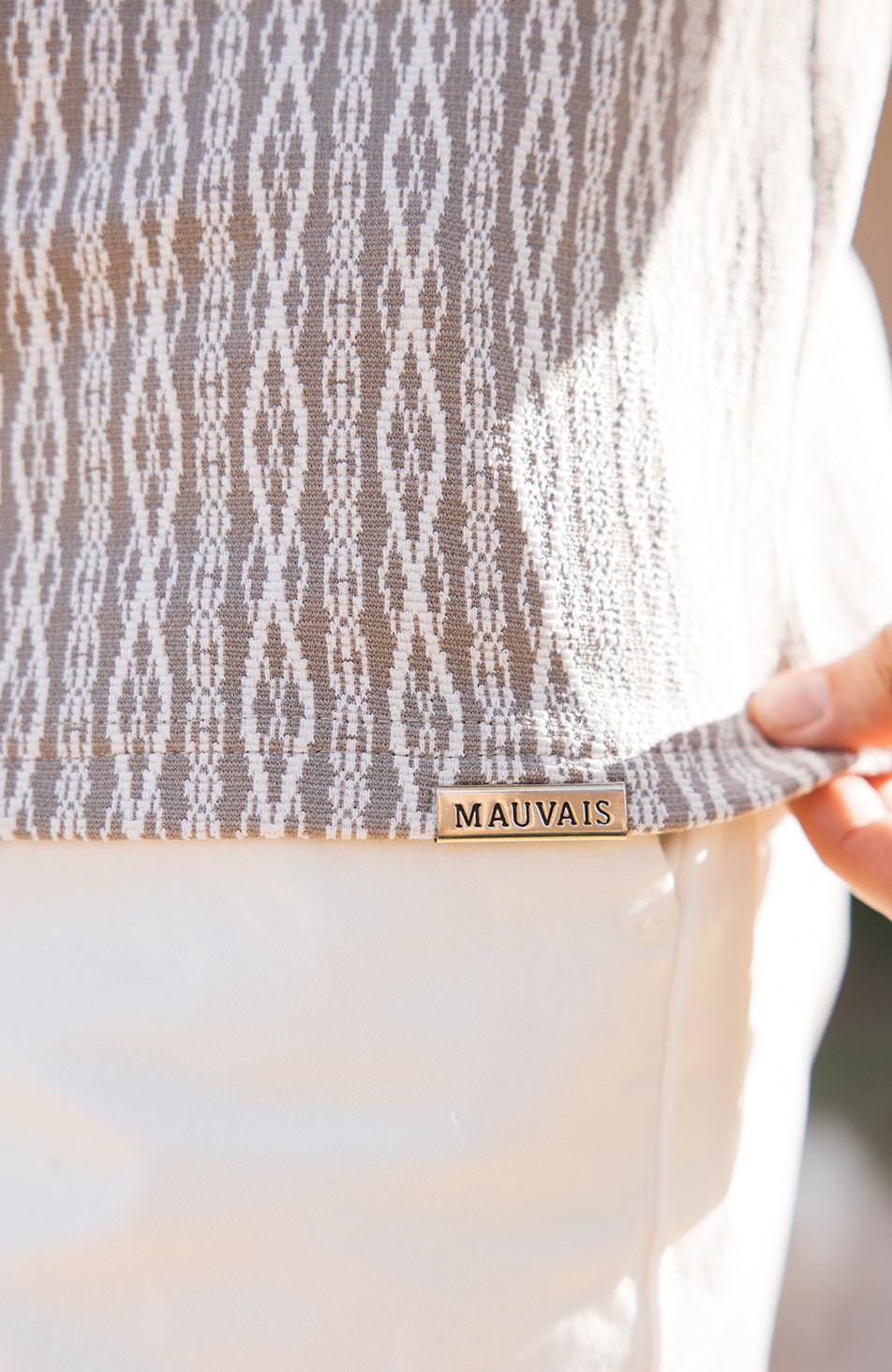 Joali Textured Slim Polo in Beige