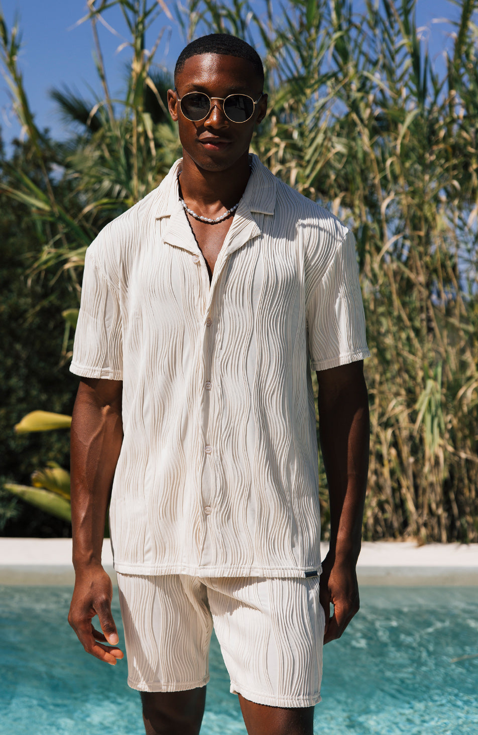 Wave Shorts in Stone