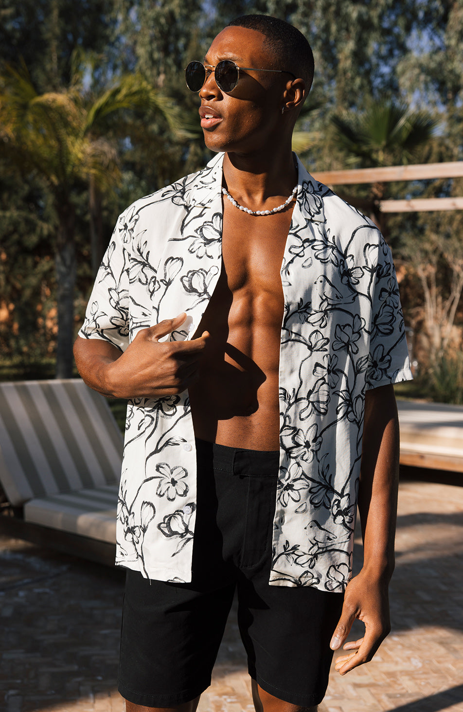 Bora Relaxed Fit Dove Shirt in Black and White