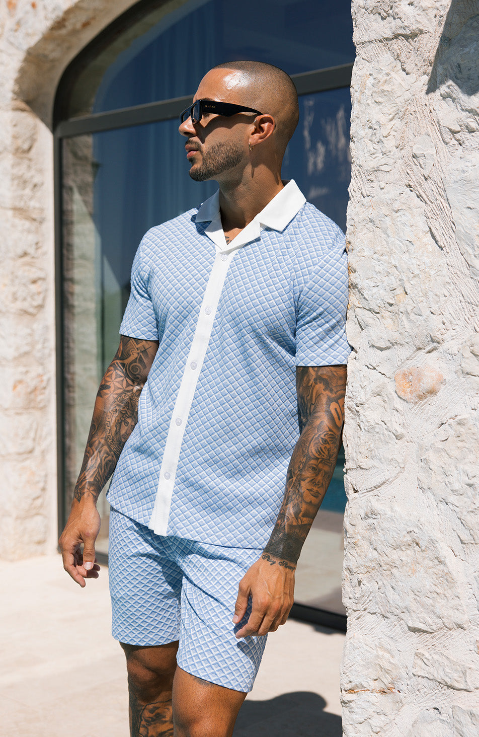 Salerno Slim Stretch Short in Blue