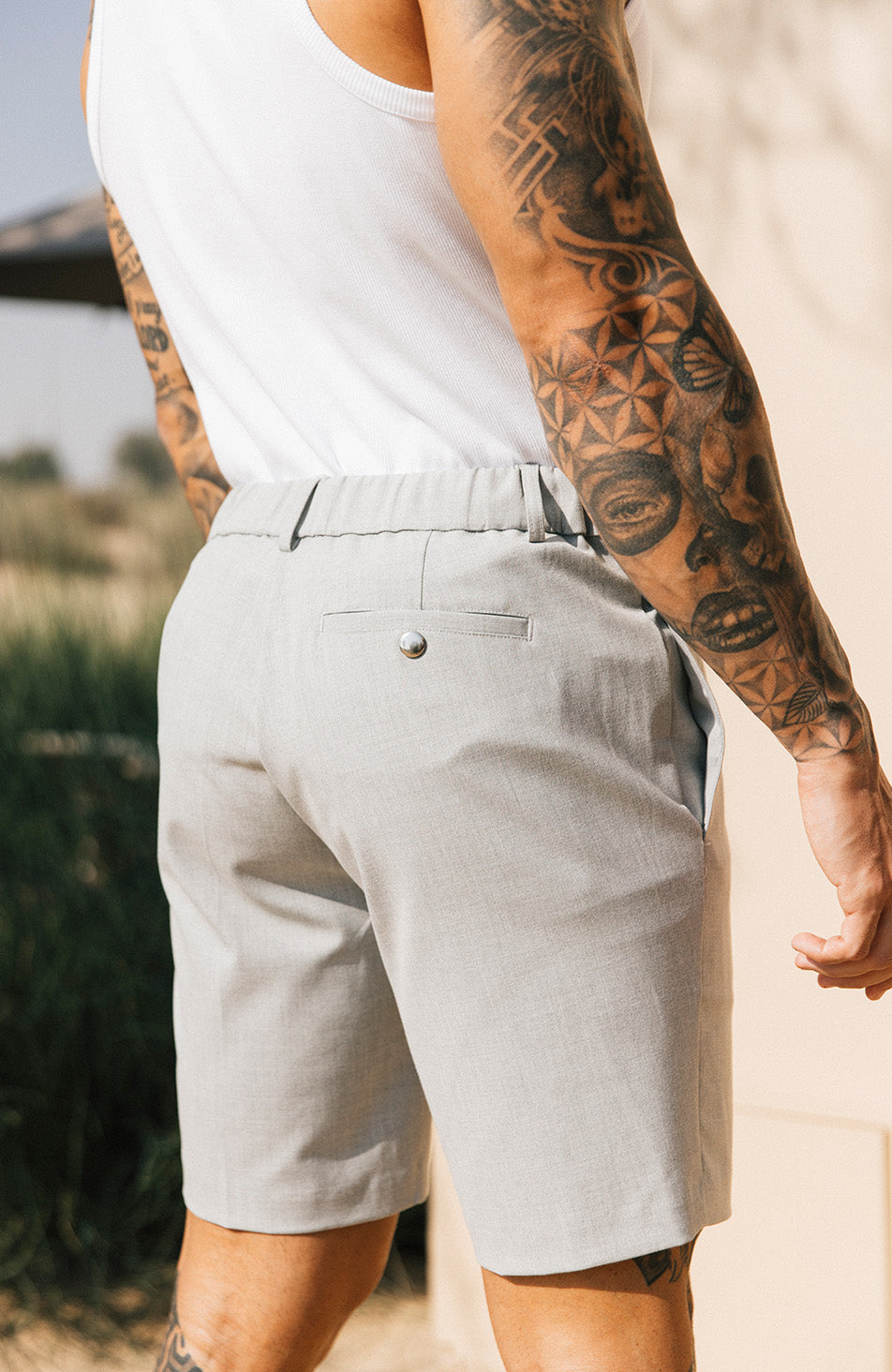 Aster Tailored Stretch Fit Short in Grey