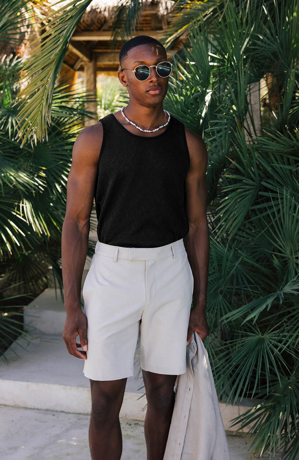 Zamas Pointelle Vest in Black