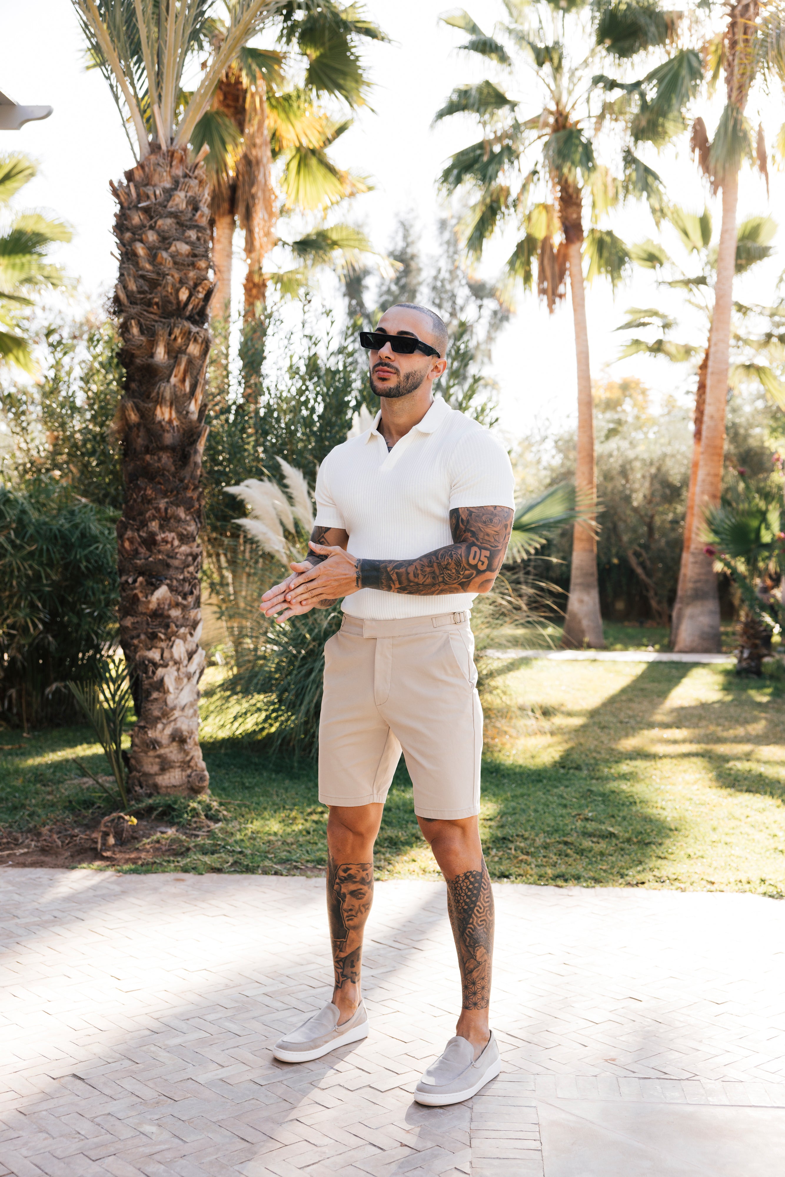 Beaufort Stretch Chino Shorts in Beige