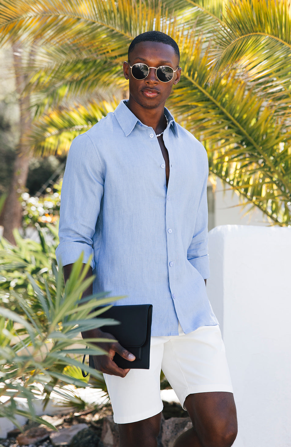 Nammos Pure Linen Tailored Shirt in Blue