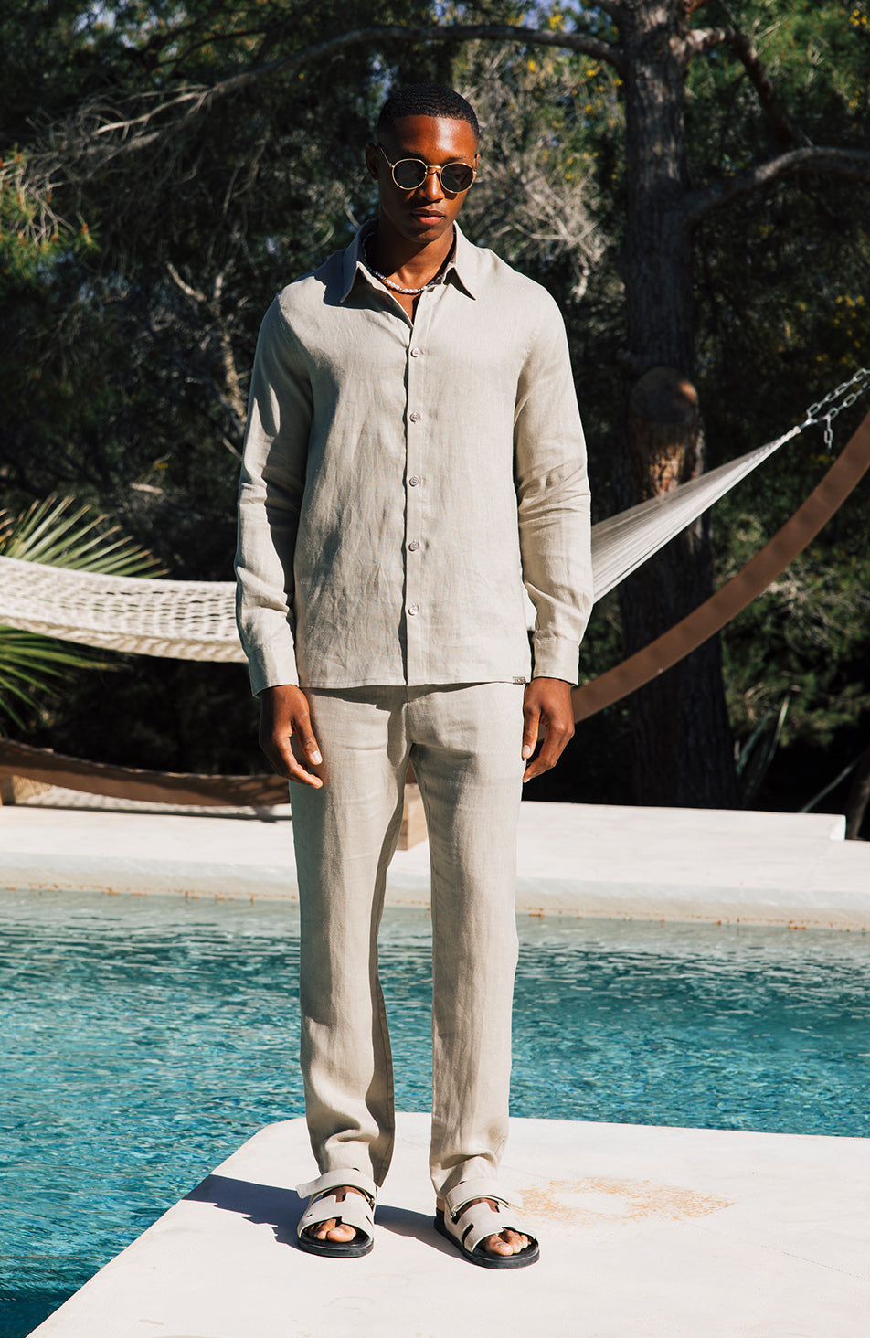 Nammos Pure Linen Tailored Shirt in Beige