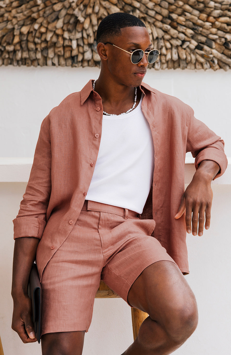 Nammos Pure Linen Tailored Shorts in Canyon