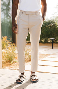 Aster Tailored Stretch Slim Leg Trousers in Beige