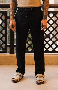 Deveron Tailored Drawstring Trousers in Black