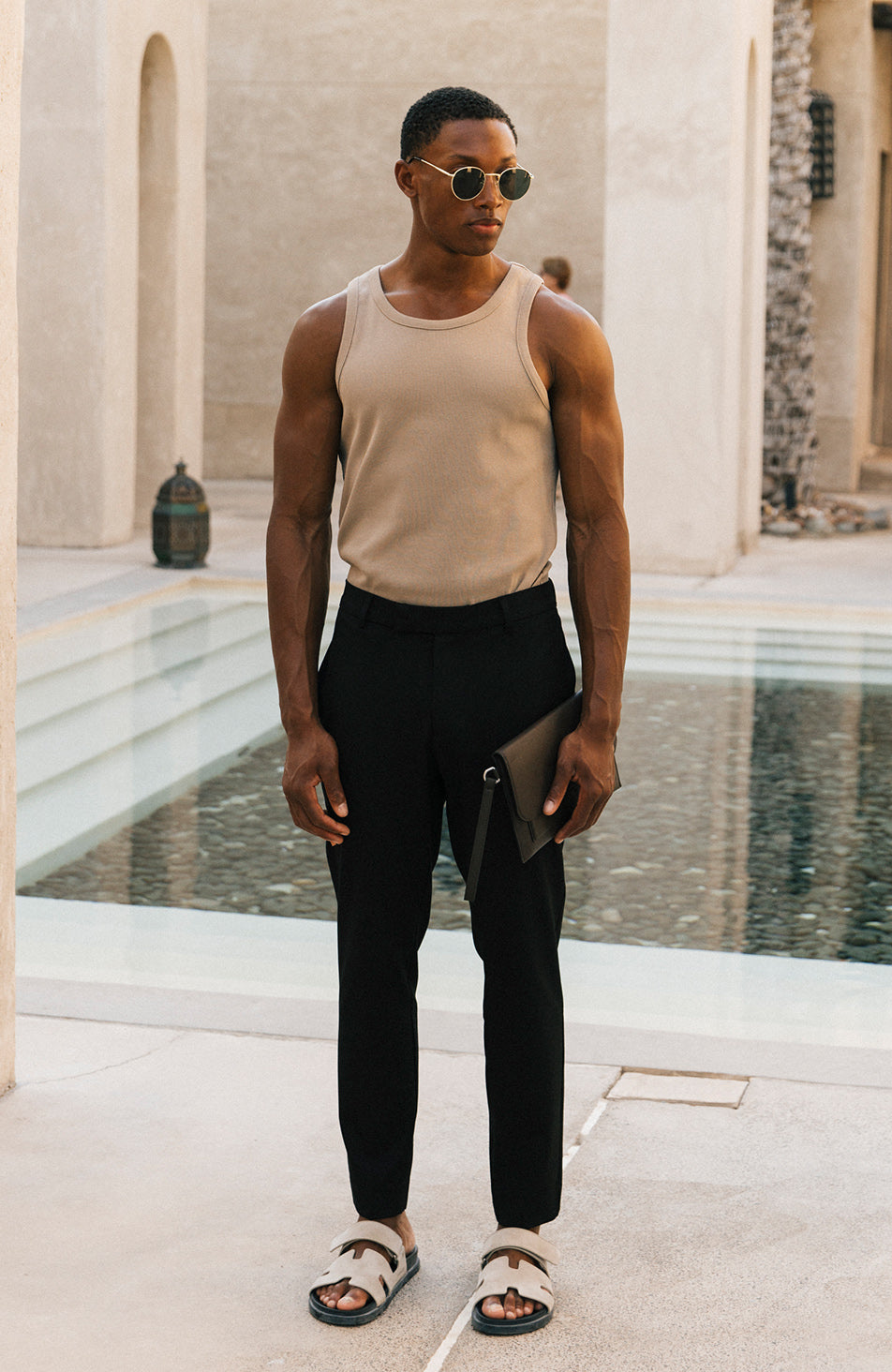 Aster Tailored Stretch Slim Leg Trousers in Black