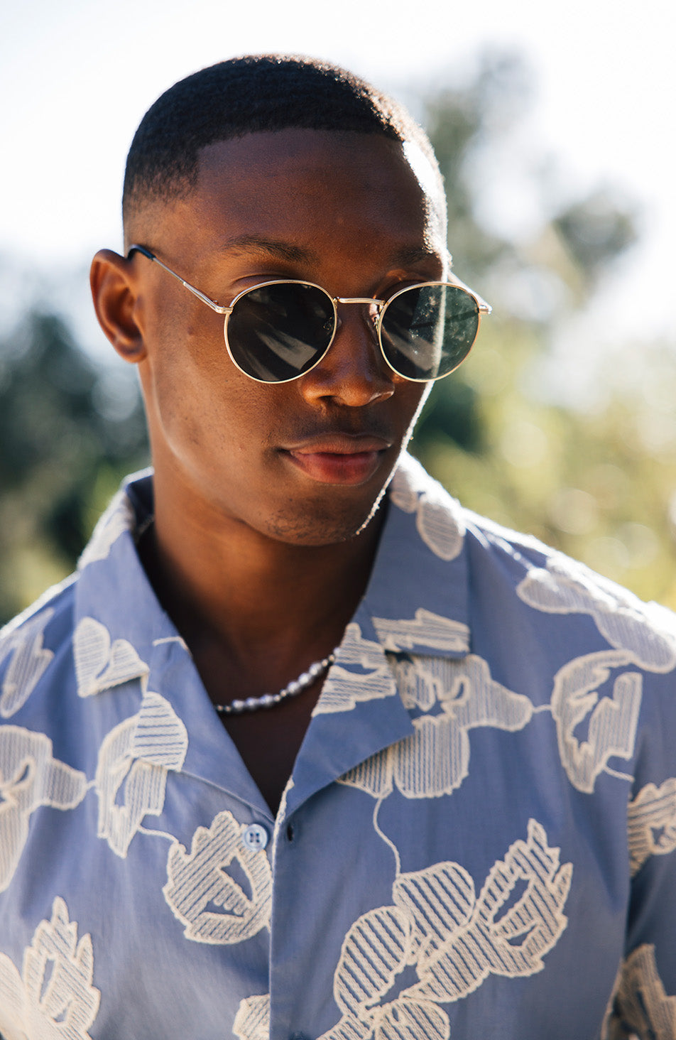 Kantun Luxury Embroidery Floral Shirt in Blue