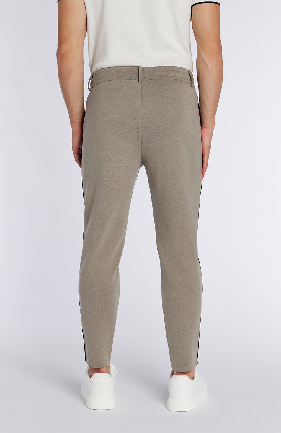 Lowell Slim Piping Joggers in Taupe