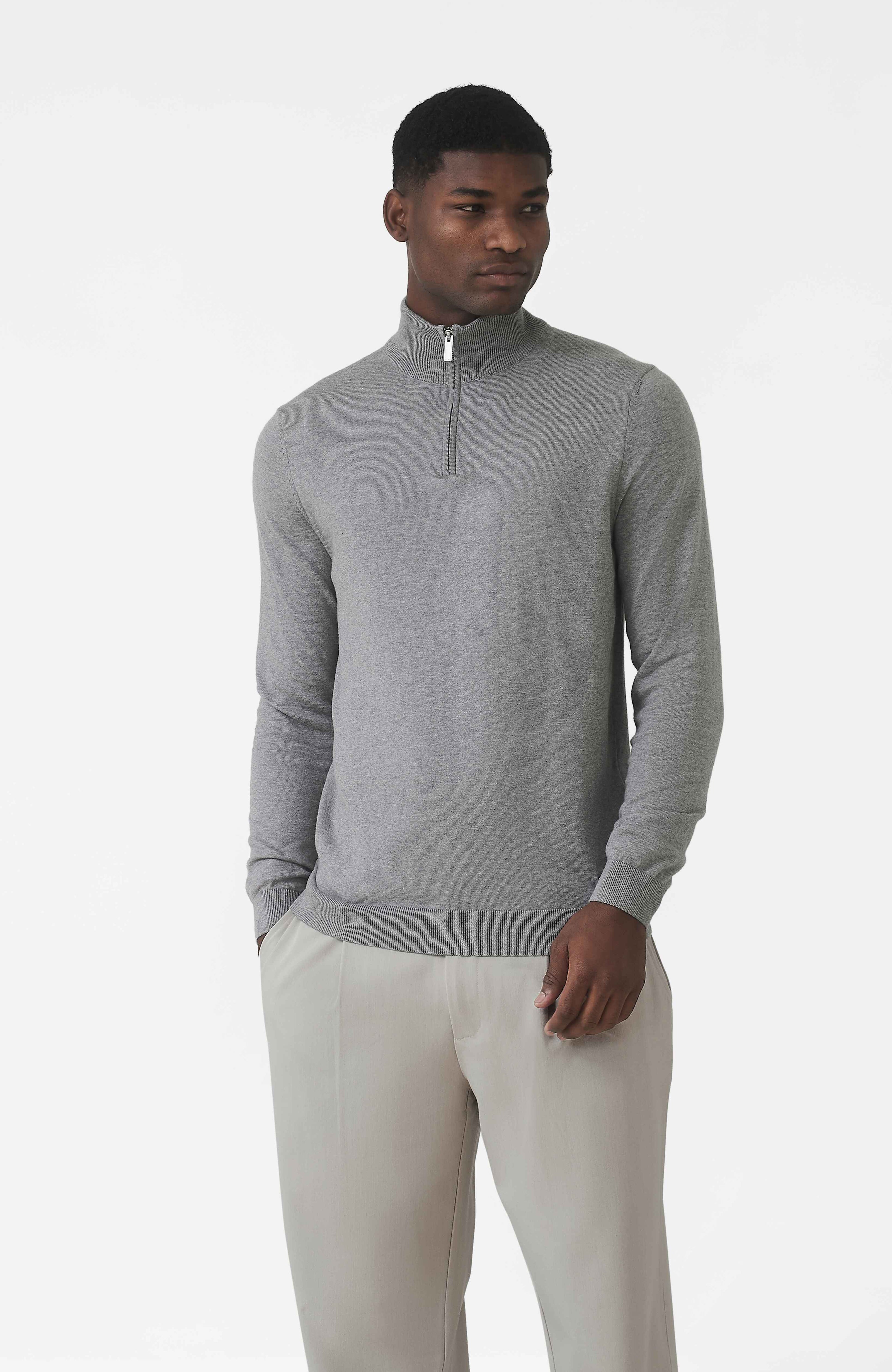 Canarsie Slim Knit Zip Jumper in Grey