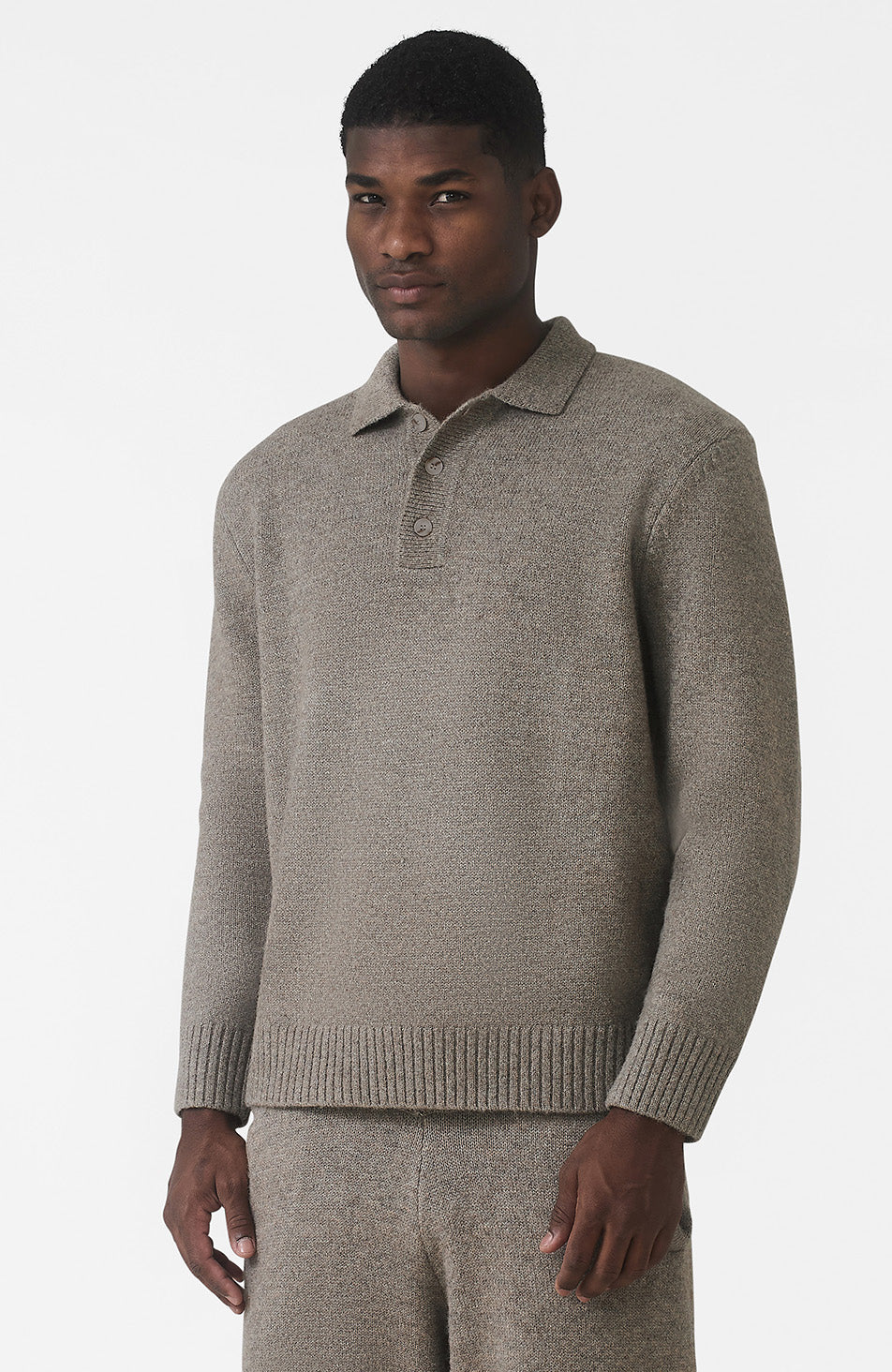 Montreux Knit Button Up Jumper in Beige