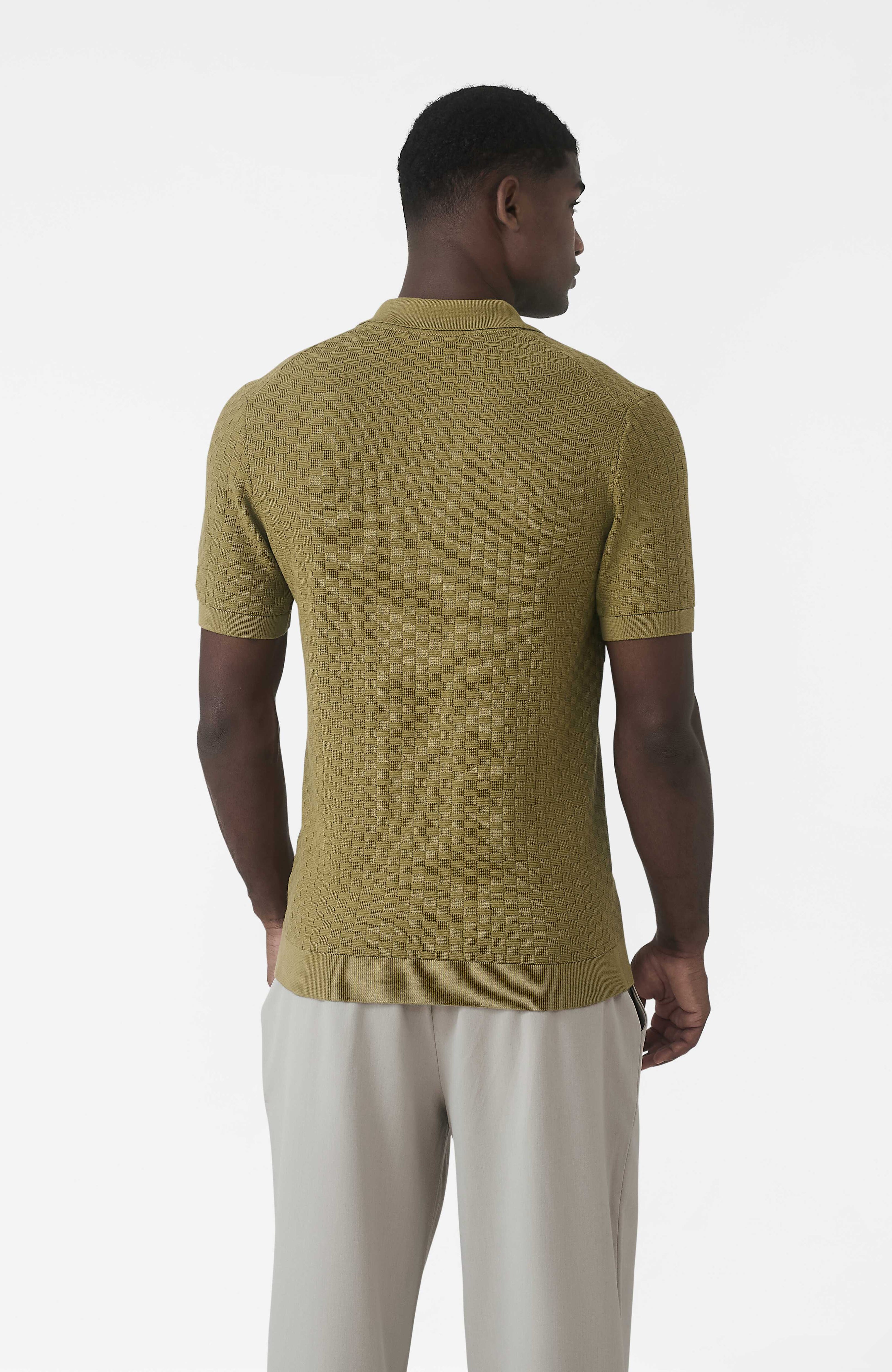 Nerano Slim Knit Polo in Olive