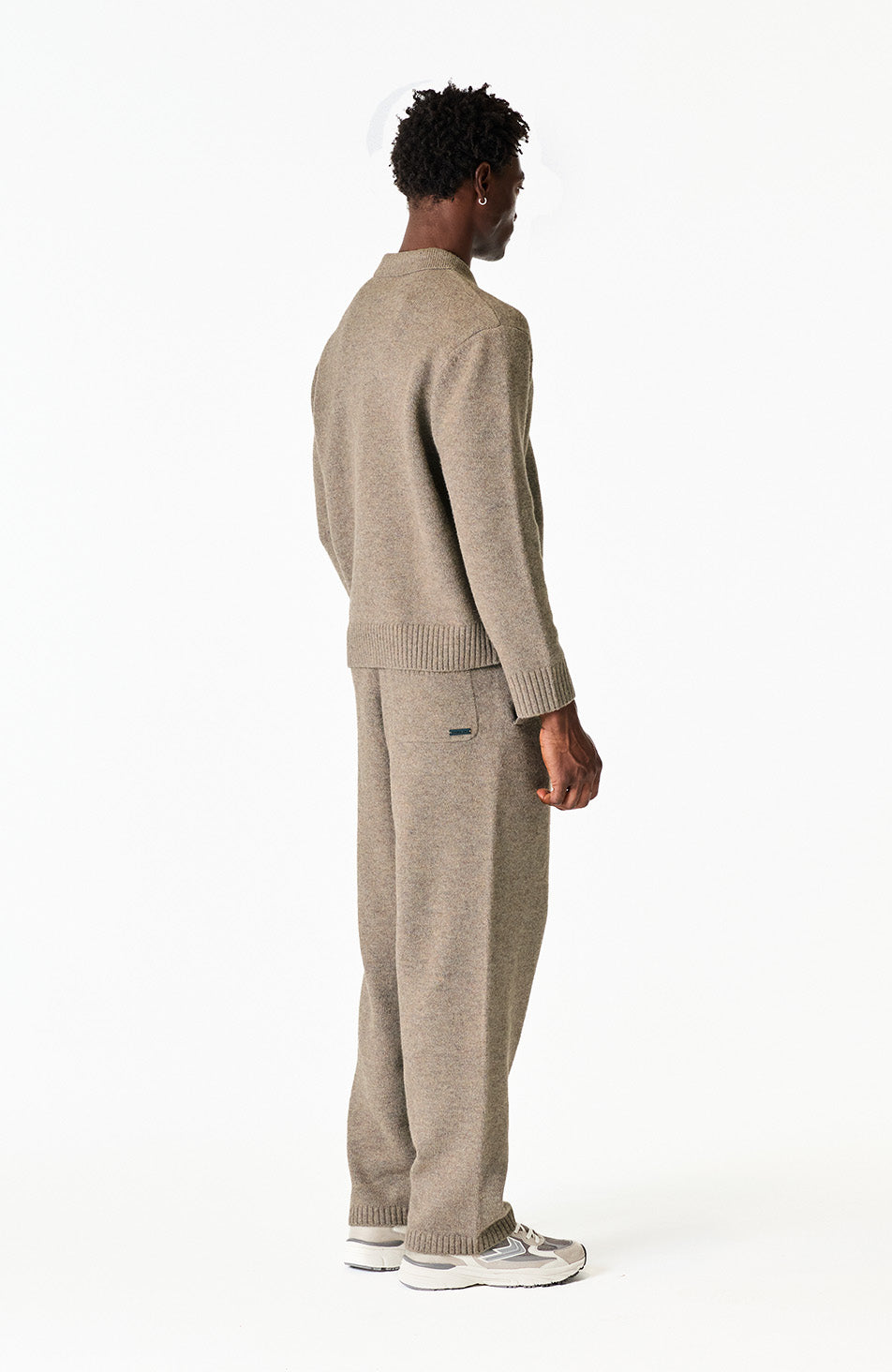 Monogram Montreux Knit Button Up Jumper in Taupe