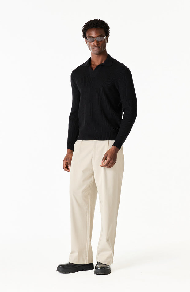 Dolce Relaxed Fit Long Sleeve Revere Jumper in Black