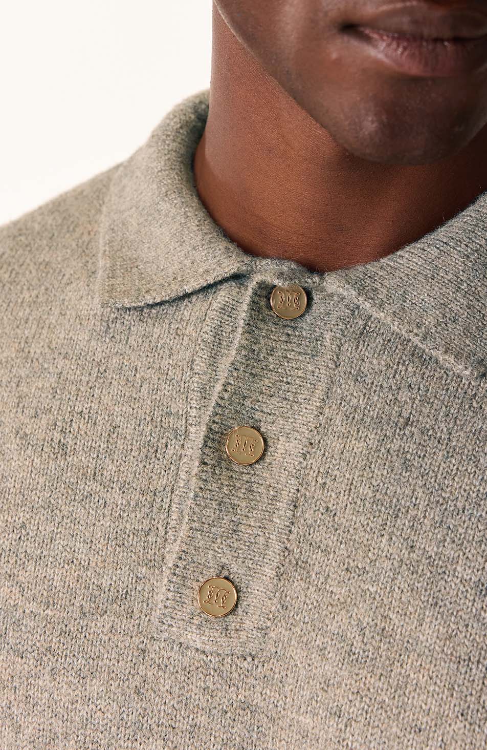 Monogram Montreux Knit Button Up Jumper in Taupe
