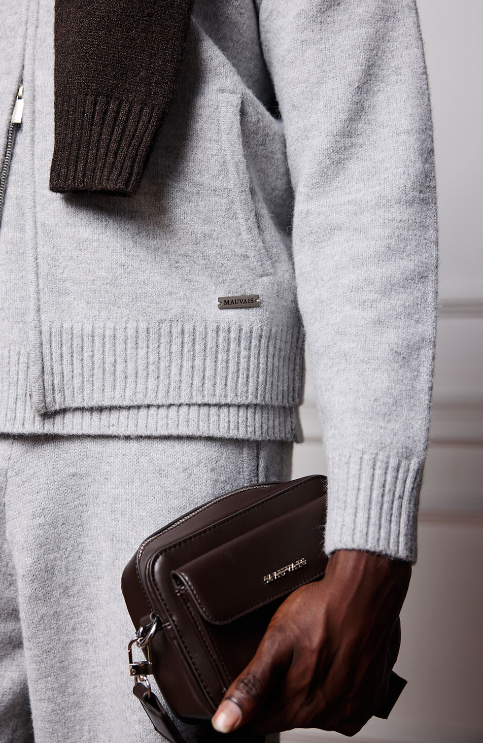 Monogram Montreux Knit Zip-Up Jacket in Grey