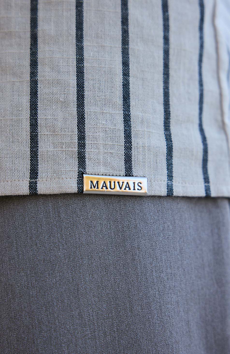 Arienzo Long Sleeve Stripe Shirt in Beige