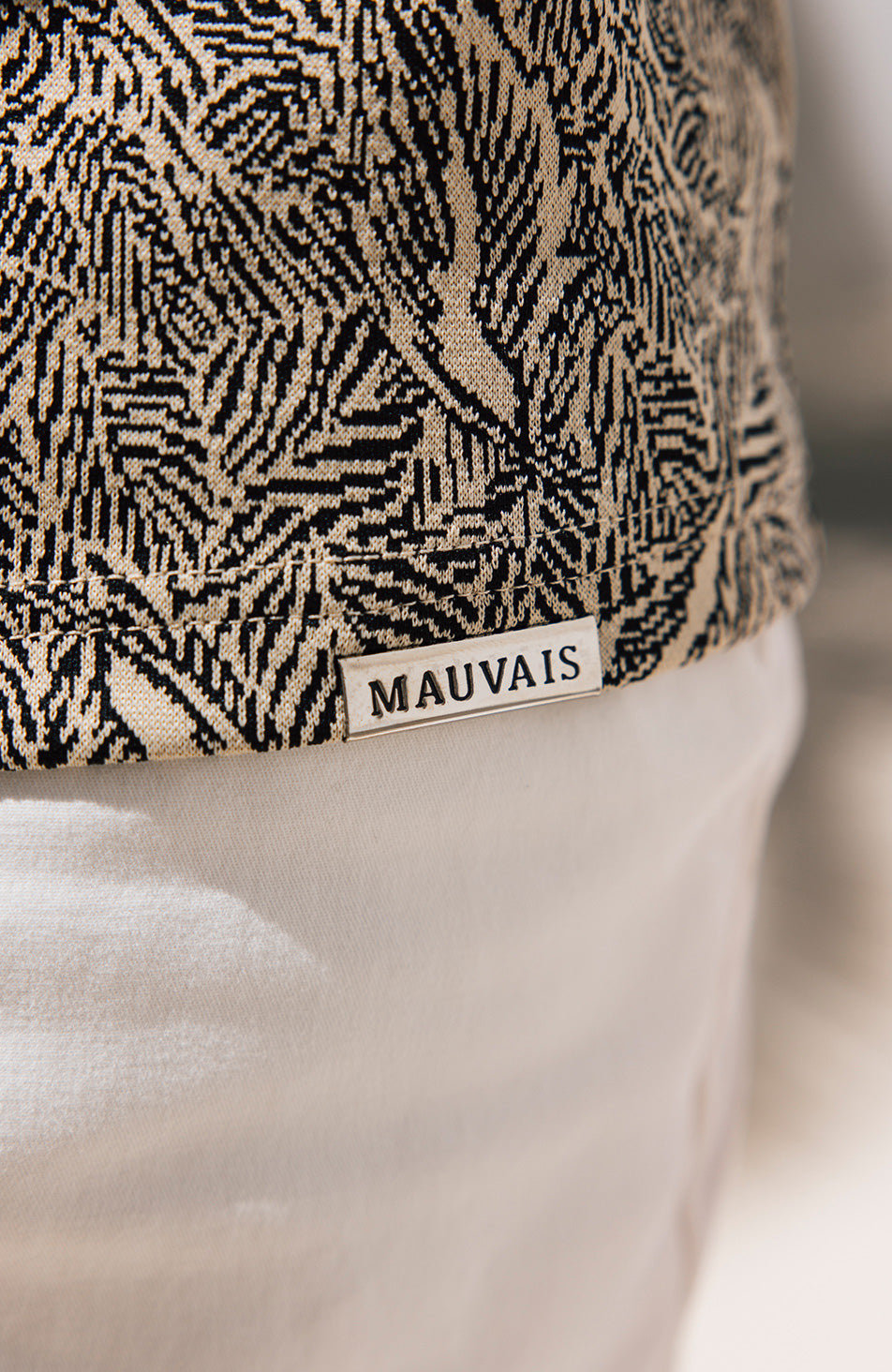 Javier Leaf Textured Slim Polo in Taupe