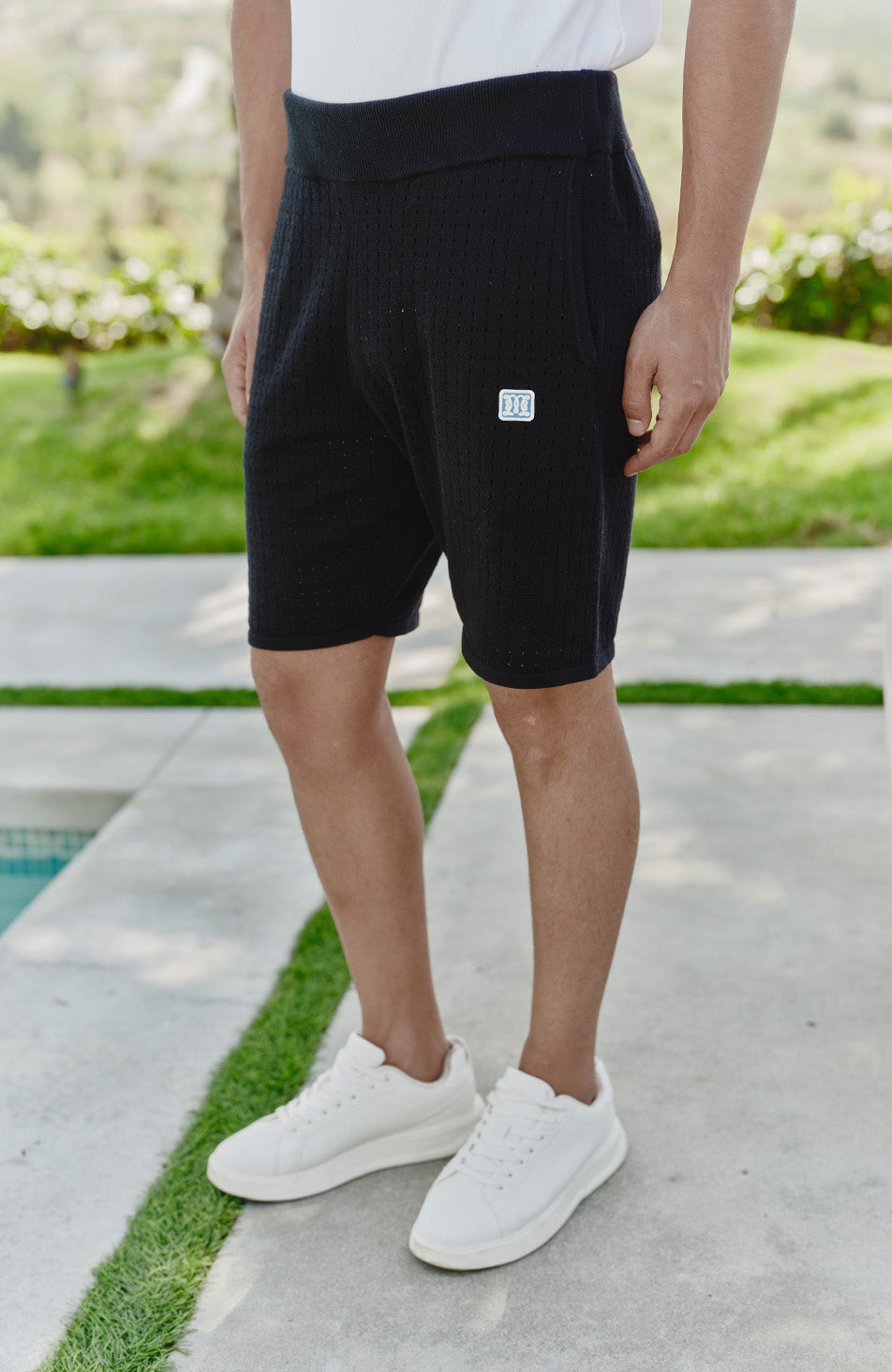 Marmont Pointelle Knitted Shorts in Black