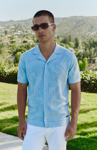 Rivero Slim Leaf Knitted Shirt in Blue