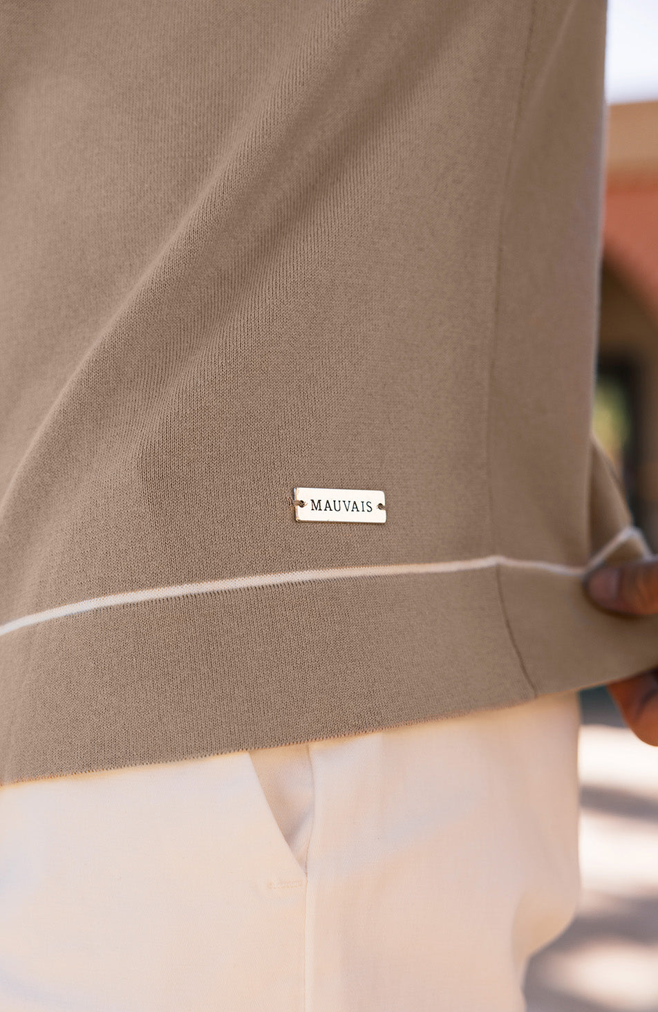 Luciano Slim Knit Shirt in Beige