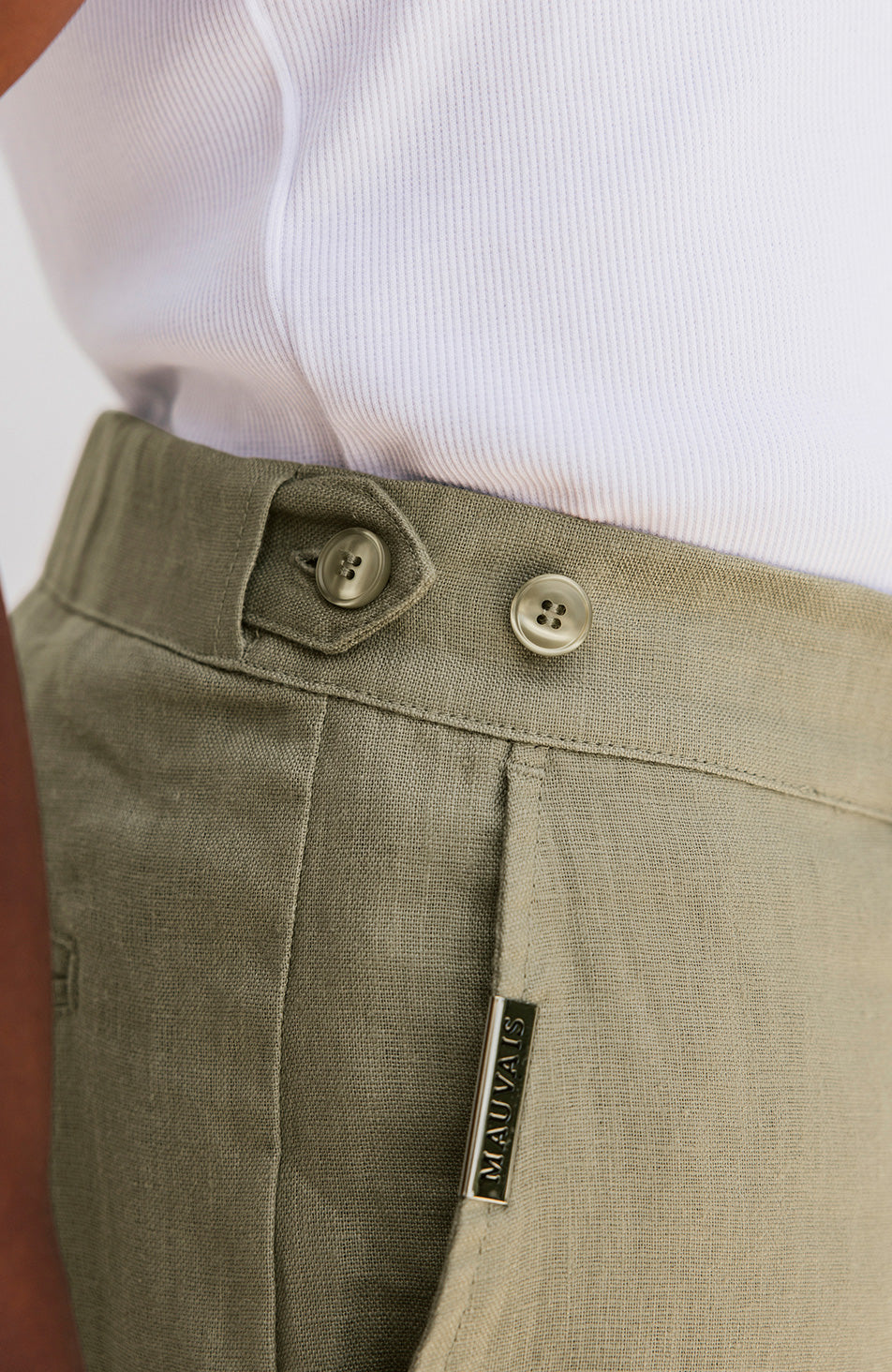 Nammos Pure Linen Tailored Trousers in Olive