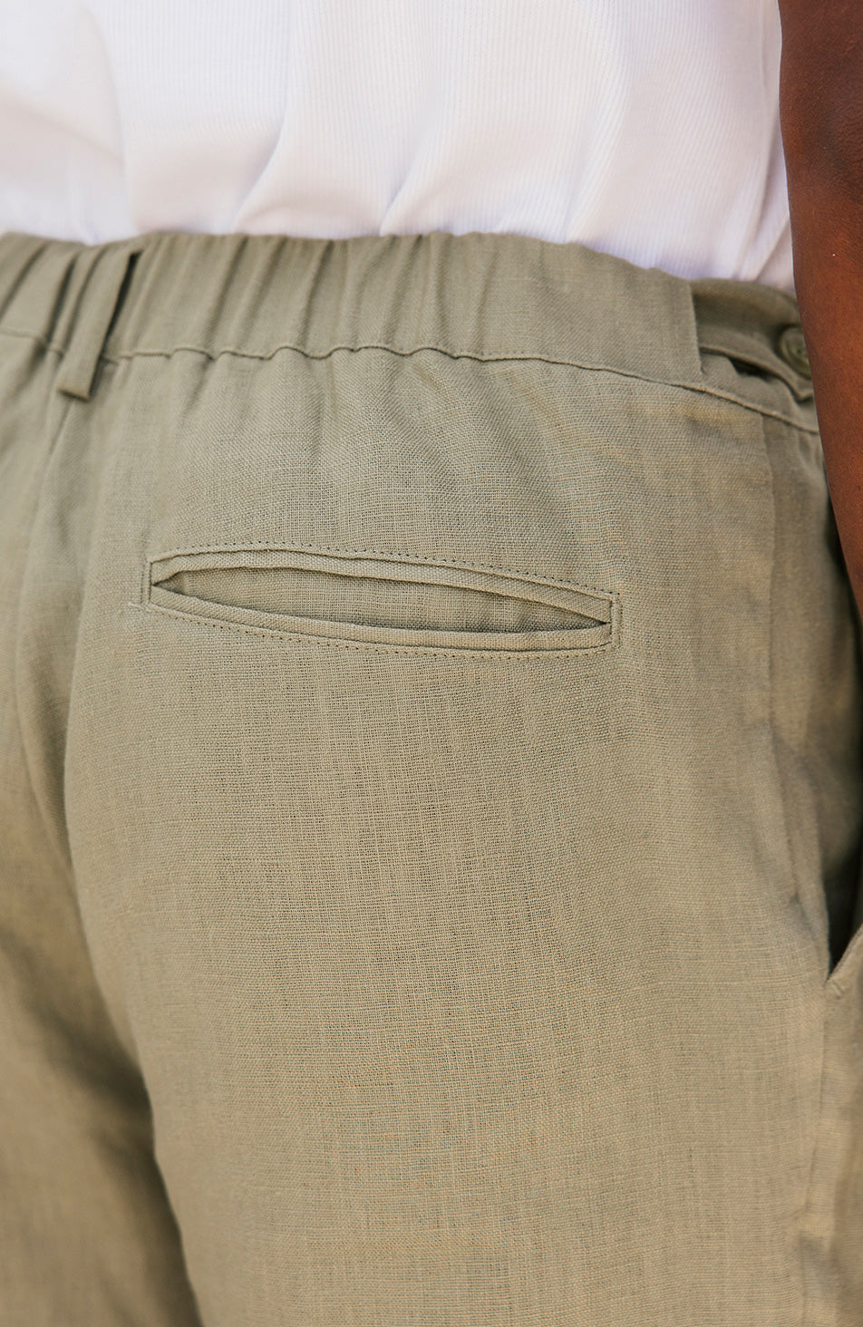 Nammos Pure Linen Tailored Trousers in Olive