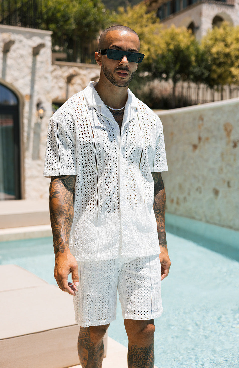 Santino Luxury Embroidered Relaxed Shirt in White