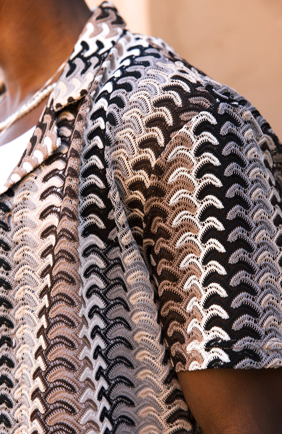 Sentosa Relaxed Fit Striped Crochet Shirt