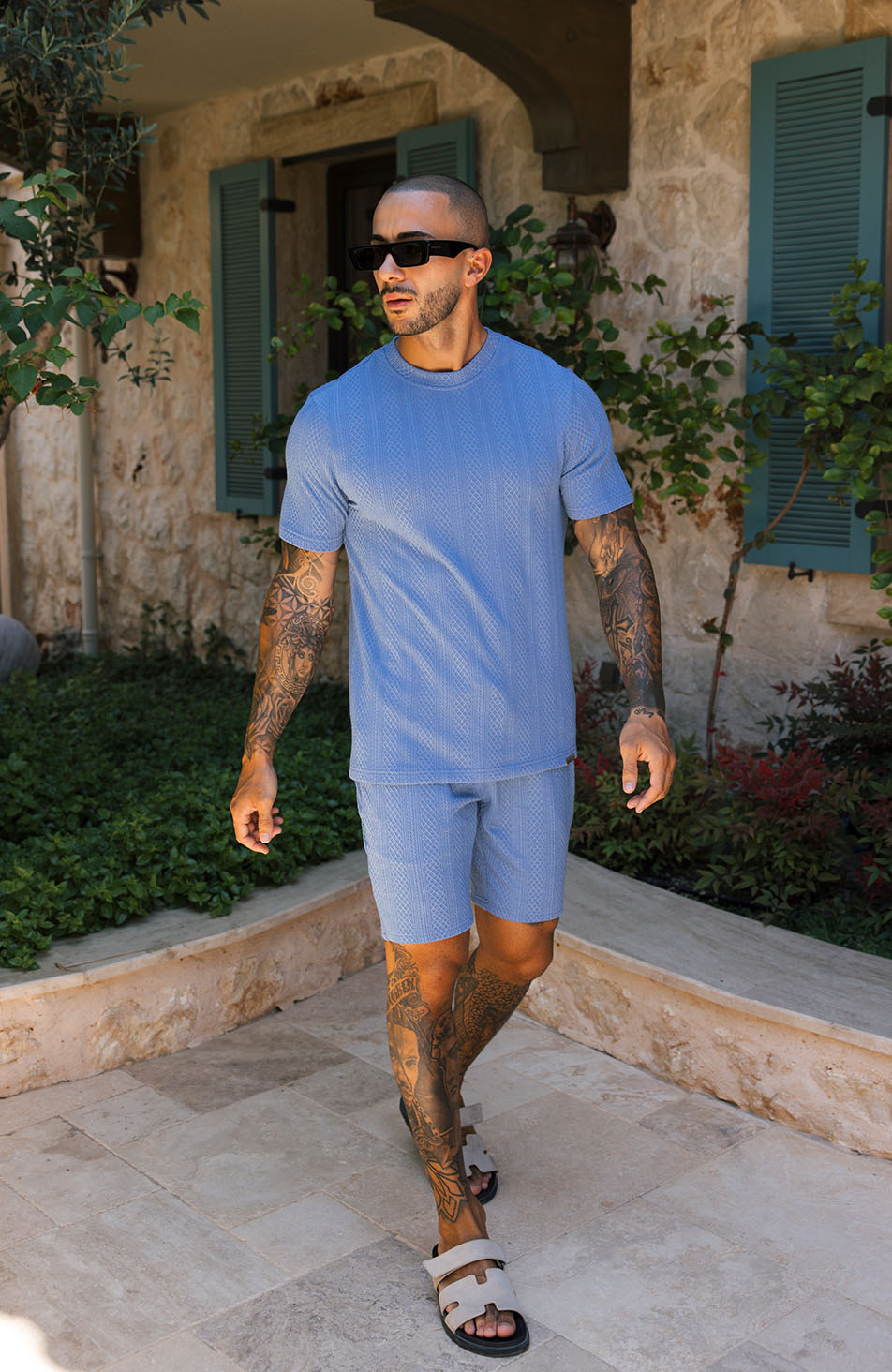 Tanami Textured Stretch Slim Tee in Blue