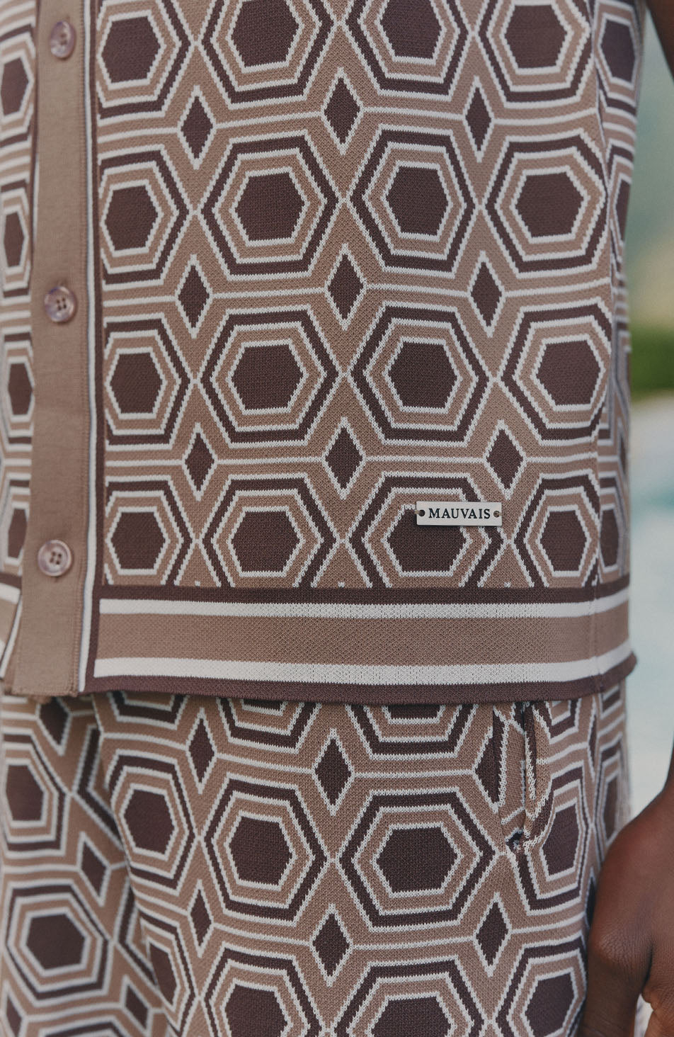 Monica Slim Knit Shirt in Beige