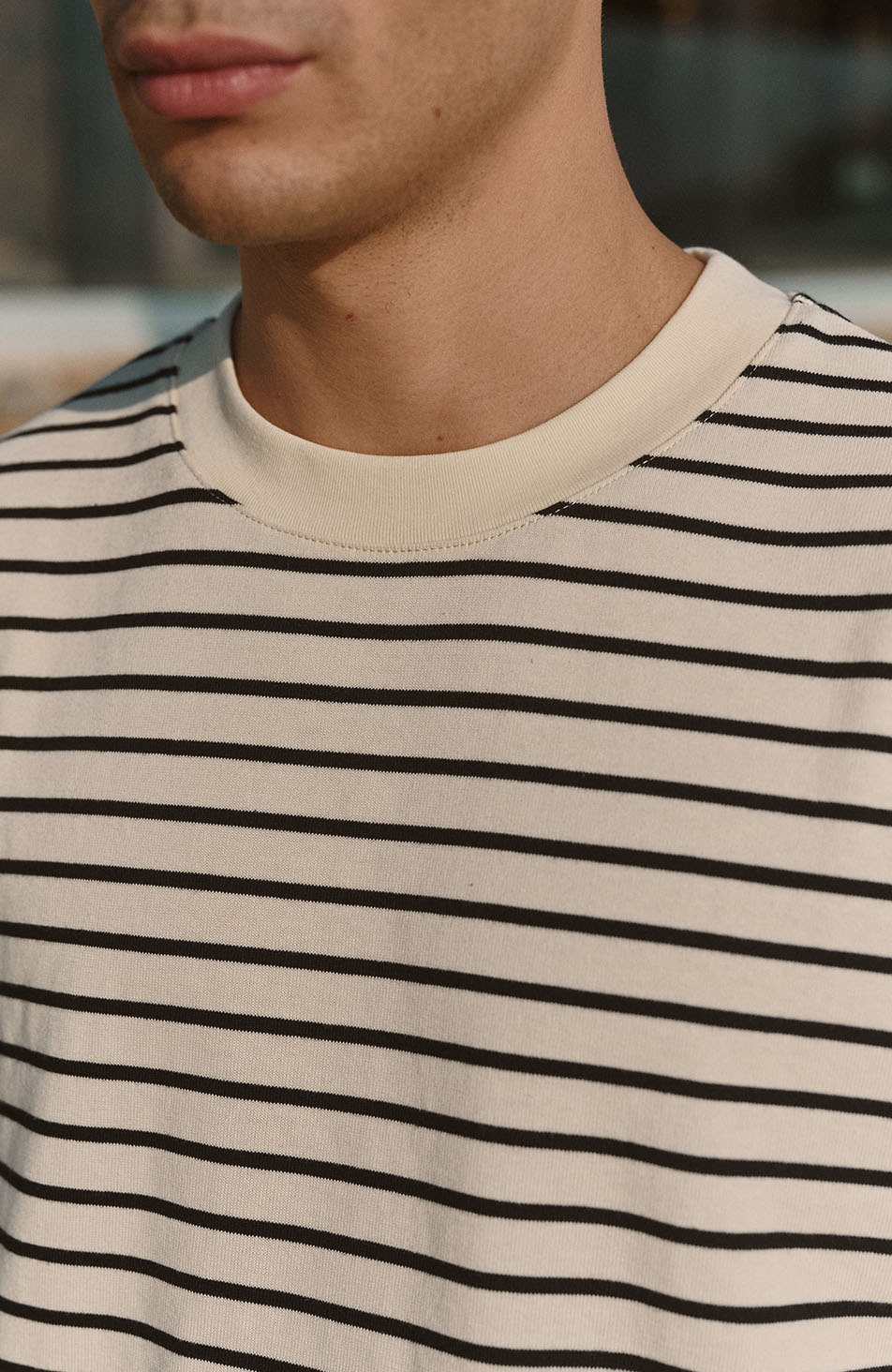 Milano Boxy Stripe Tee in Cream and Black