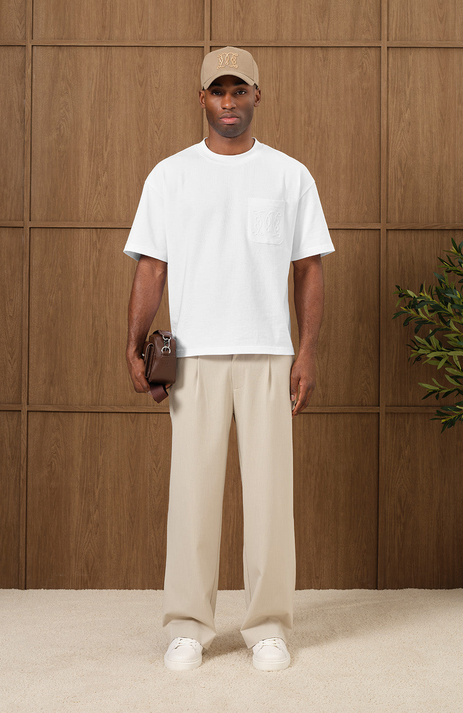 Embossed Monogram Pocket T-Shirt in White