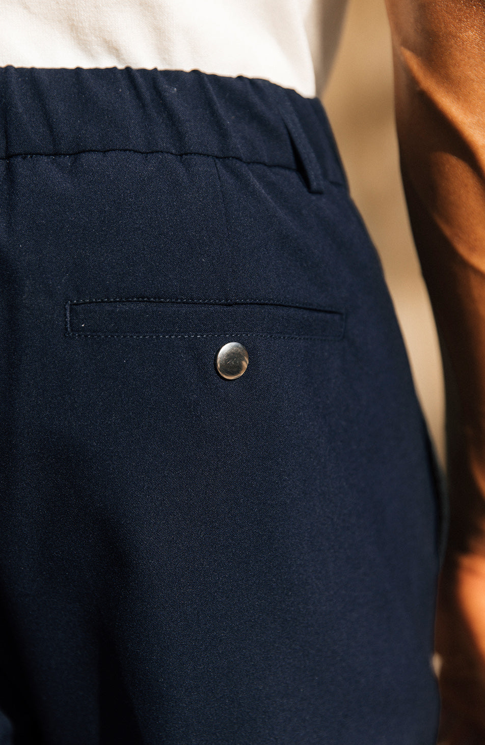 Aster Tailored Stretch Slim Leg Trousers in Navy