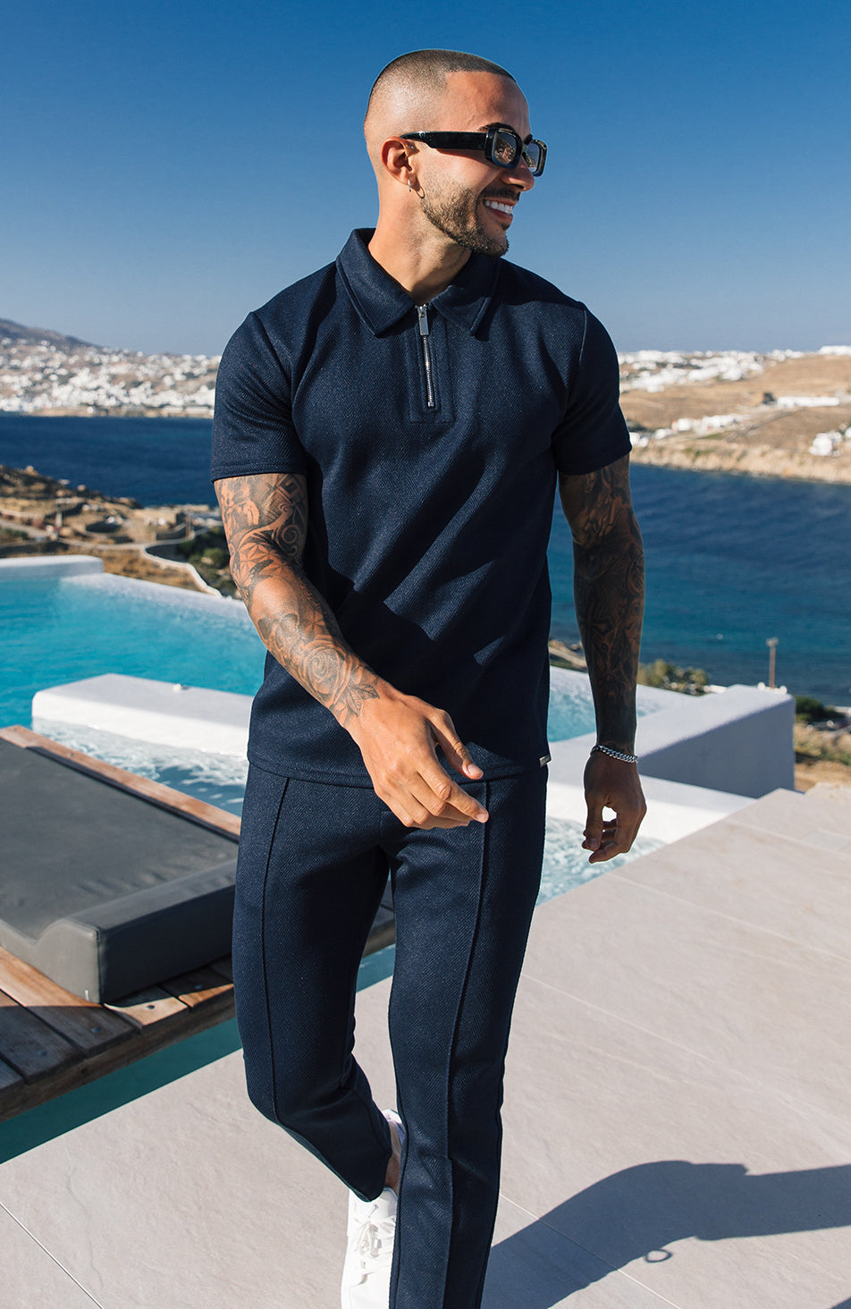 Zig Zag Polo in Navy