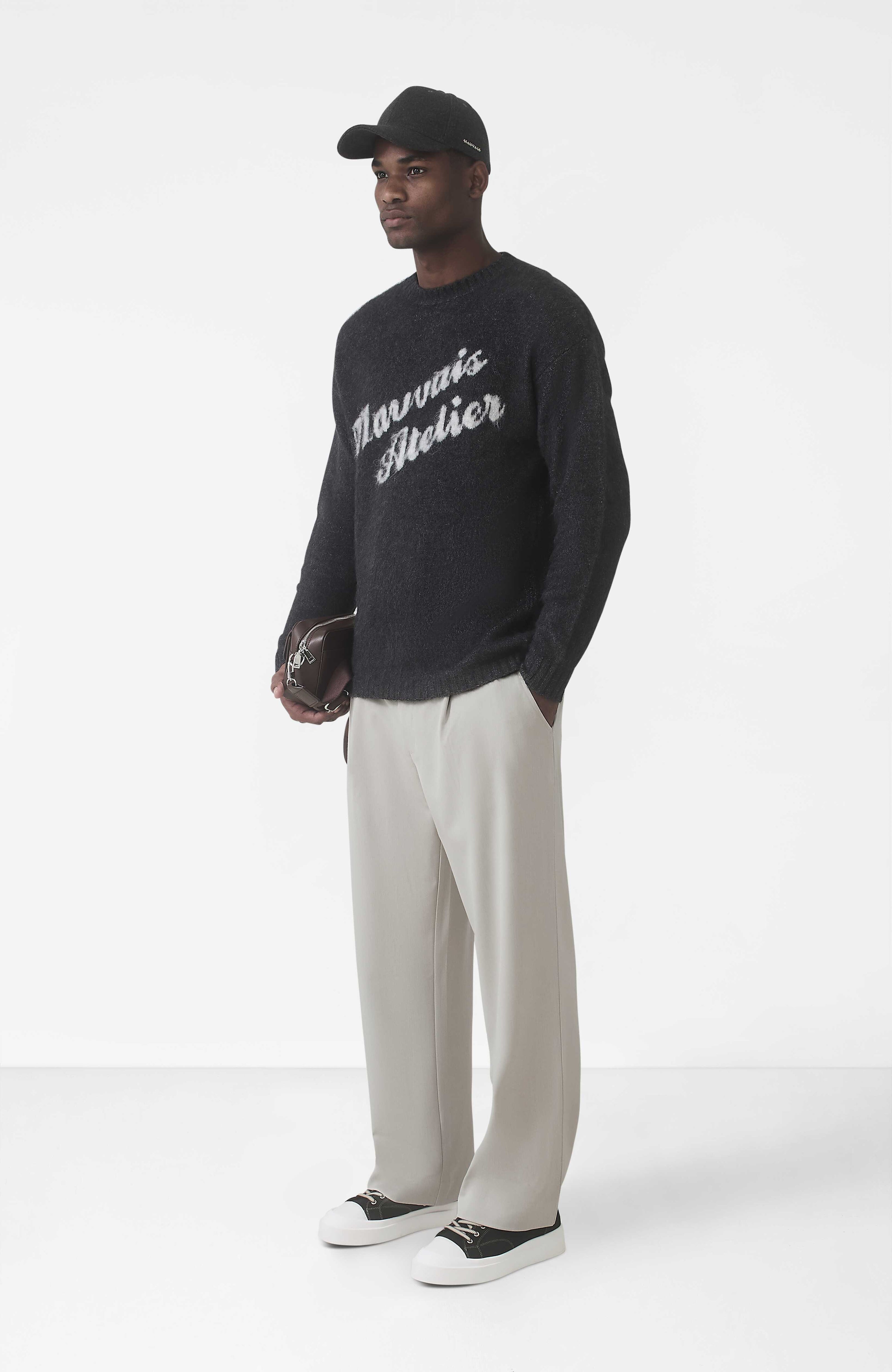 Atelier Oversized Brushed Knit Jumper in Charcoal