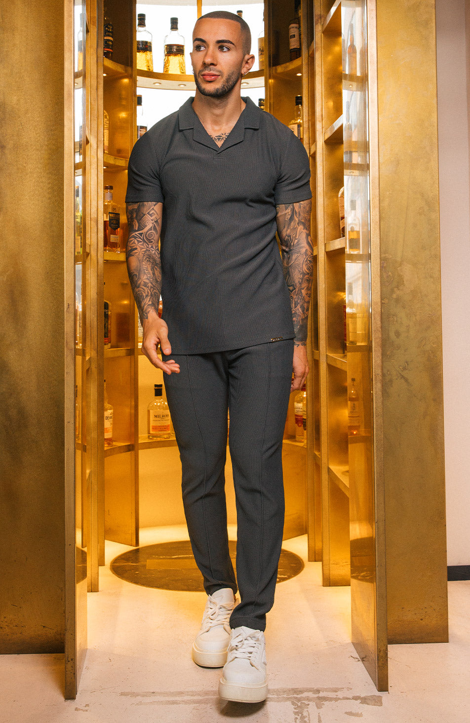 Tribeca Luxe Pleat Trousers in Slate