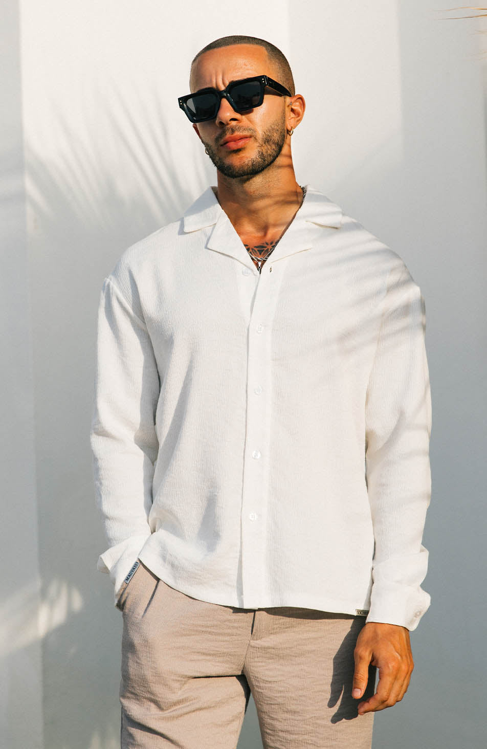 Fiorano Long Sleeve Relaxed Fit Shirt in White